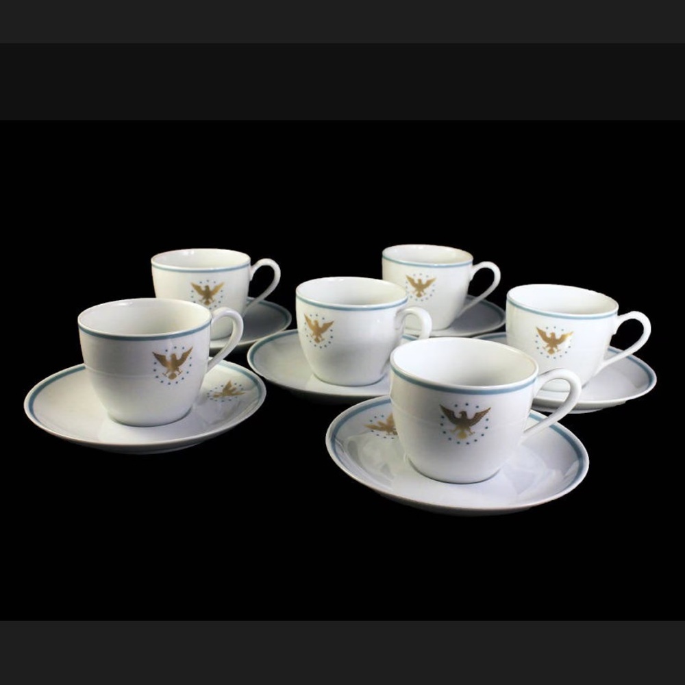 Pan Am Airlines, Demitasse Cups and Saucers,President Pattern, set of 6